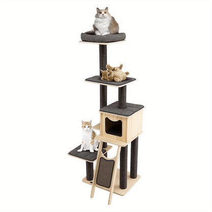 Krabpaal – Kattenboom – Krabmeubel – Kattenhuis – Kattenkrabpaal – 175 cm Hoog – Sisal Krabpalen & Ruime Knusse Hol