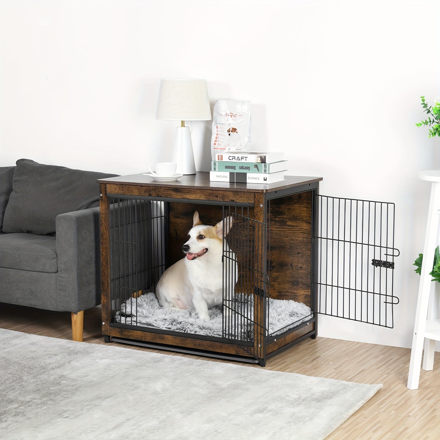 Hondenbench – Hondenkooi – Bench – Hondenhok – Kennel – Dubbele Deuren – Verwijderbare Lade – Stijlvol Metaal & MDF – Ruimtebesparend Meubel – Middelgrote Maat L