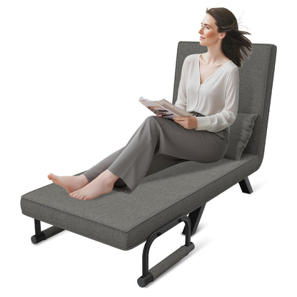 3-in-1 Fauteuil – Slaapstoel – Relaxfauteuil – Klapstoel – Slaapbank – Verstelbare Rugleuning – Max. 200 Kg – Lichtgrijs