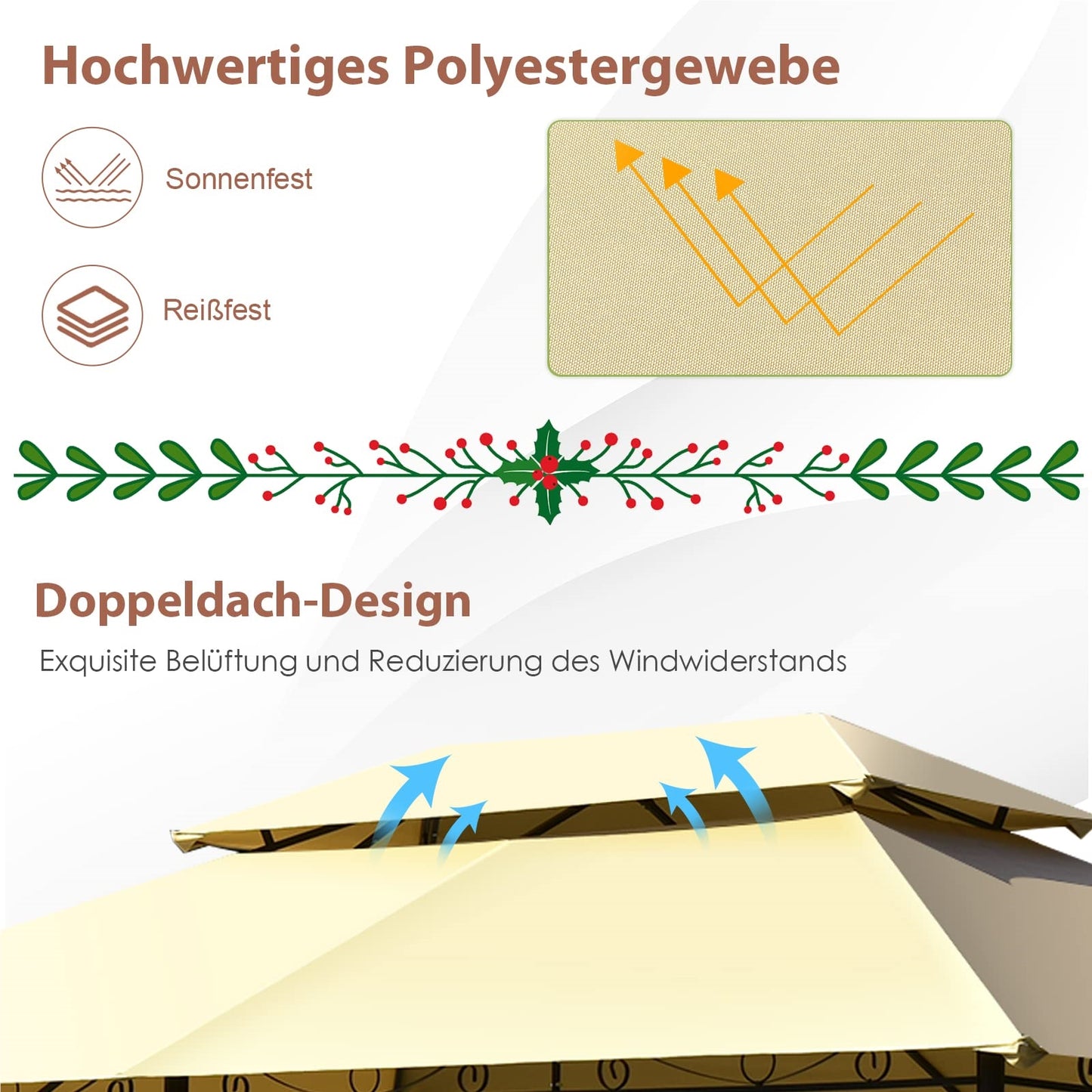 Metalen Tuinpaviljoen – Partytent – Tuintent – Serre – Overkapping – 3x4m – Afneembare Zijwanden – Stevig Stalen Frame – Weerbestendig Polyester – Beige