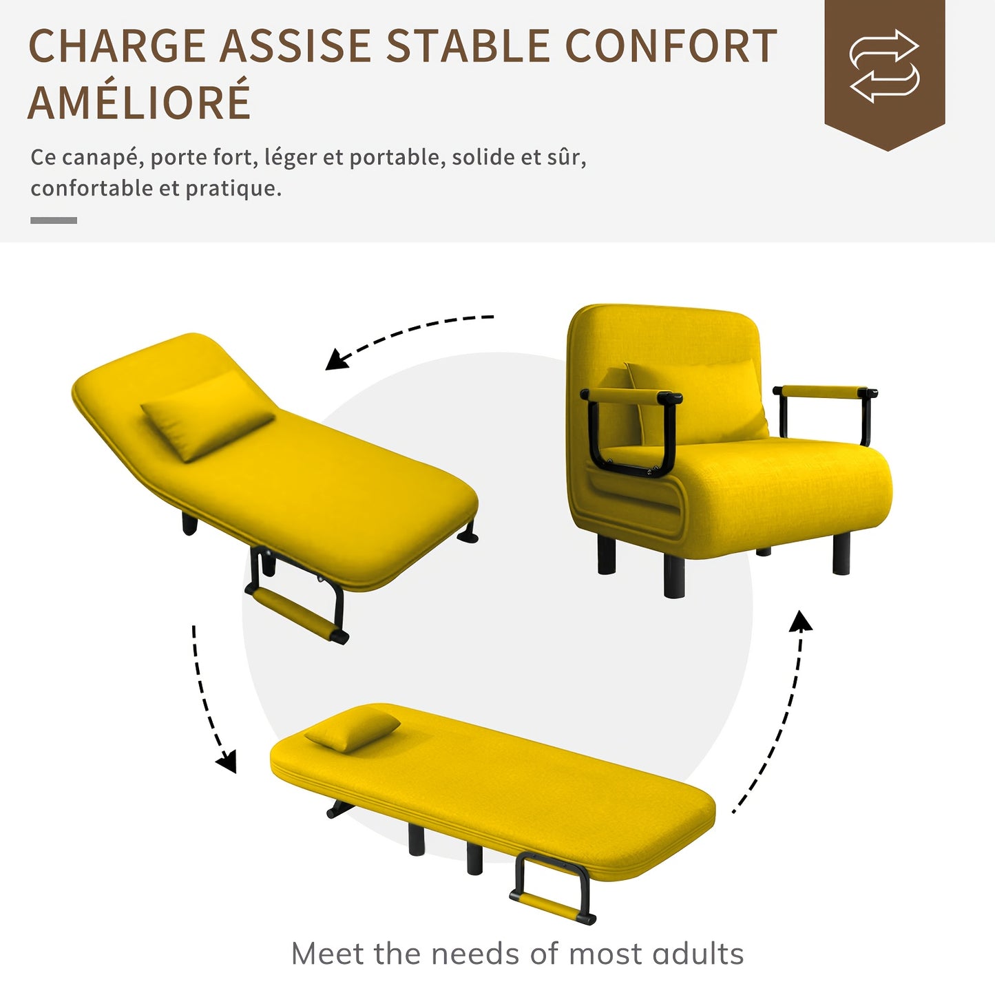 Zithoekbed – Slaapbank – Slaapstoel – Slaapfauteuil – Slaapzetel – Verstelbare Rugleuning – Comfortabele Memory Foam Kussens – Stevige Gouden Armleuningen – Grasgroen
