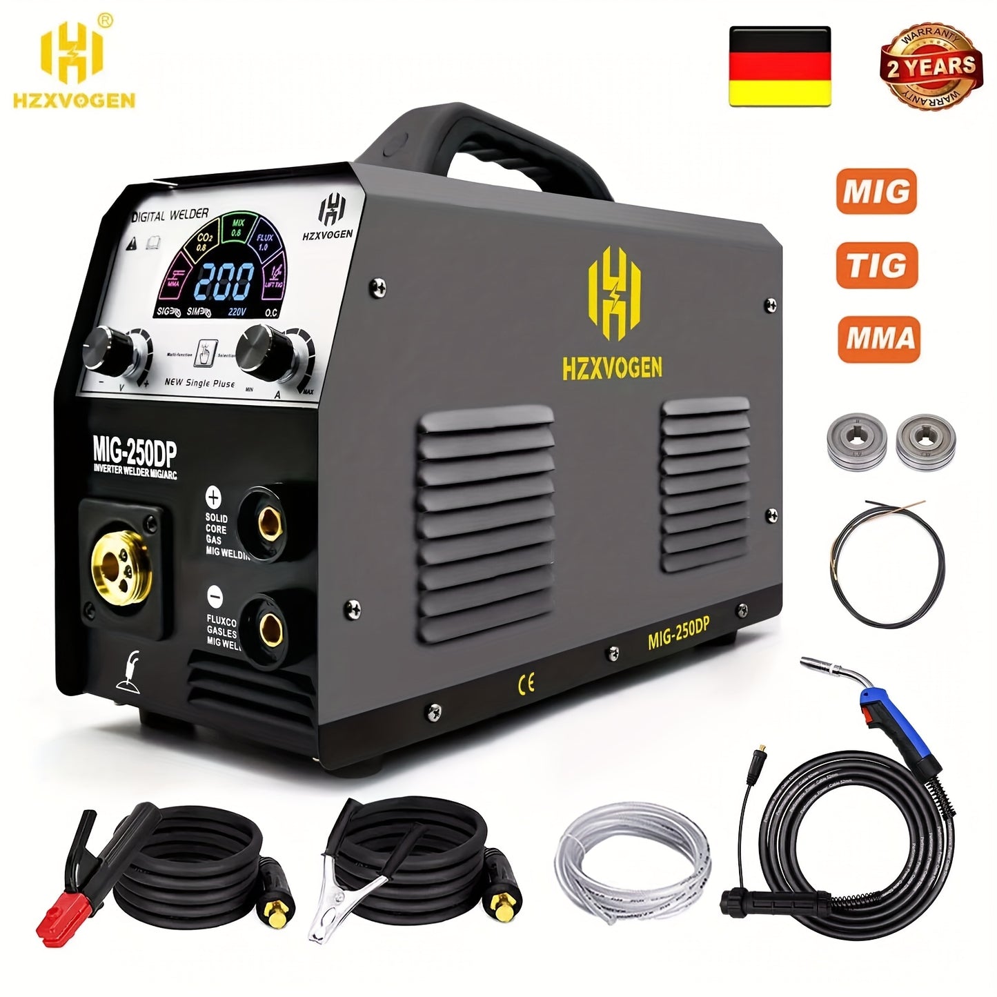 Lasapparaat – Lasmachine – MIG Lasmachine – MMA Lasapparaat – TIG Lasmachine – Multifunctioneel 5-in-1 – 250 Ampère Lasstroom – Metalen Behuizing