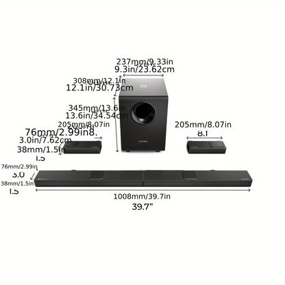 Soundbar – Home Theater Systeem – Surround Speakers – Draadloze Subwoofer – Dolby Atmos – 7.1.4 Kanaals – 740W Vermogen – 20,32 cm Draadloze Subwoofer