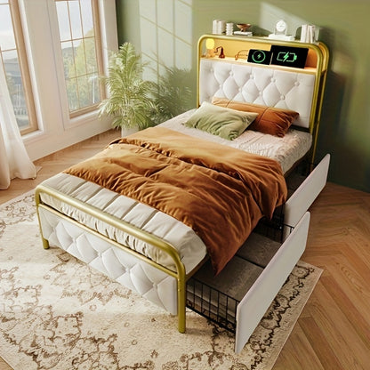Bedframe – Bedbodem – Slaapbank – Eenpersoonsbed – Tweepersoonsbed – Modern Wit – Platform Bedraad Met Hoofdbord – Duurzaam Bamboe – Voorgemonteerd