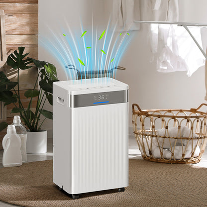 Luchtontvochtiger – Vochtvreter – Dehumidifier – Vochtopnemer – Vochtbestrijder – 4,5 Liter Waterreservoir – 24-Uurs Timer – LED Display – Wit – Kunststof Behuizing