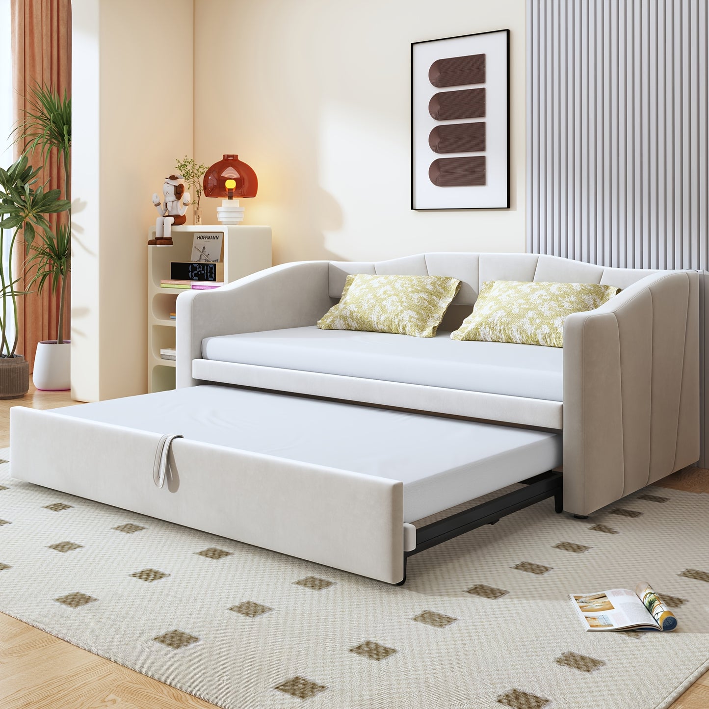 Opbergbed – Bedframe – Opbergbedlade – Slaapbed – Bed met lades – Modern wit – Ruimtebesparend ontwerp – Geschikt voor matras 140x200 cm
