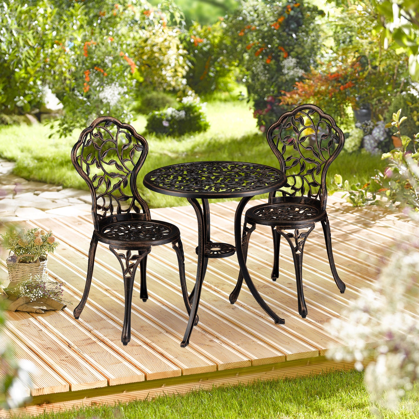 Bistroset – Balkonset – Tuinset – Bistrotafel – Tuinstoelen – Antiek Design – Weerbestendig Aluminium – Compact & Duurzaam