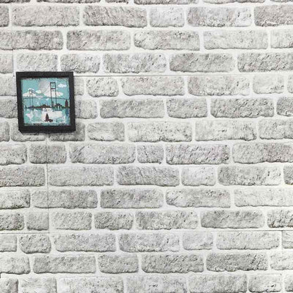 10pcs Light Gray Brick Look EPS 3D Wall Panels - Realistic Faux Brick Texture with Smooth Finish, Easy Peel & Stick Installation, Durable EPS Material for Modern Farmhouse, Industrial & Minimalist Interiors - Paintable Surfac