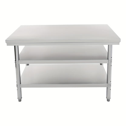 Werktafel – Werkbank – Keukentafel – RVS tafel – Prep tafel – 3-laags Opbergniveau – 119x61 cm – 201 Roestvrij Staal – Draagkracht 99,8 kg