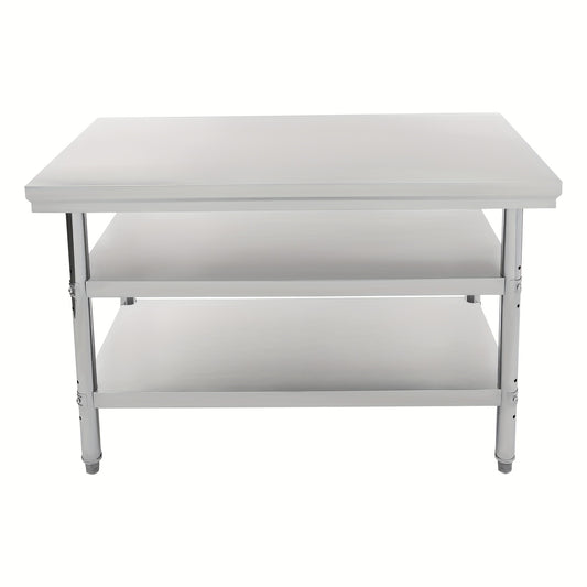 Werktafel – Werkbank – Keukentafel – RVS tafel – Prep tafel – 3-laags Opbergniveau – 119x61 cm – 201 Roestvrij Staal – Draagkracht 99,8 kg