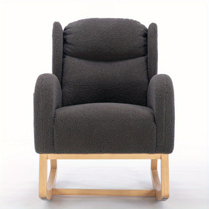 Hangstoel – Schommelstoel – Hangfauteuil – Loungestoel – Zitstoel – Donkergrijs Teddypluche – Houten Frame – Comfortabel Padded Zitkussen – Ergonomisch Design