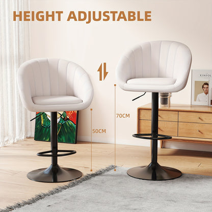 Receptiestoel – Wachtruimtestoel – Vergaderstoel – Eetkamerstoel – Bureaustoel – Hoogte Verstelbaar – Luxe Beige Linnen Bekleding – Met Ergonomische Rugleuning – Set van 2