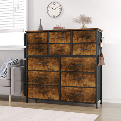 Opbergkast – Ladeblok – kastje – Dressoir – Opbergmeubel – Vintage Kleur – Stevig Metalen Frame – Houten Tafelblad 99x30x110 cm