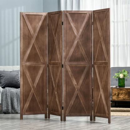 Roomdivider – Kamerscherm – Scheidingswand – Paravent – Vakkenkast – 4-delig – Paulownia Hout – 182x170 cm – Rustiek Chic