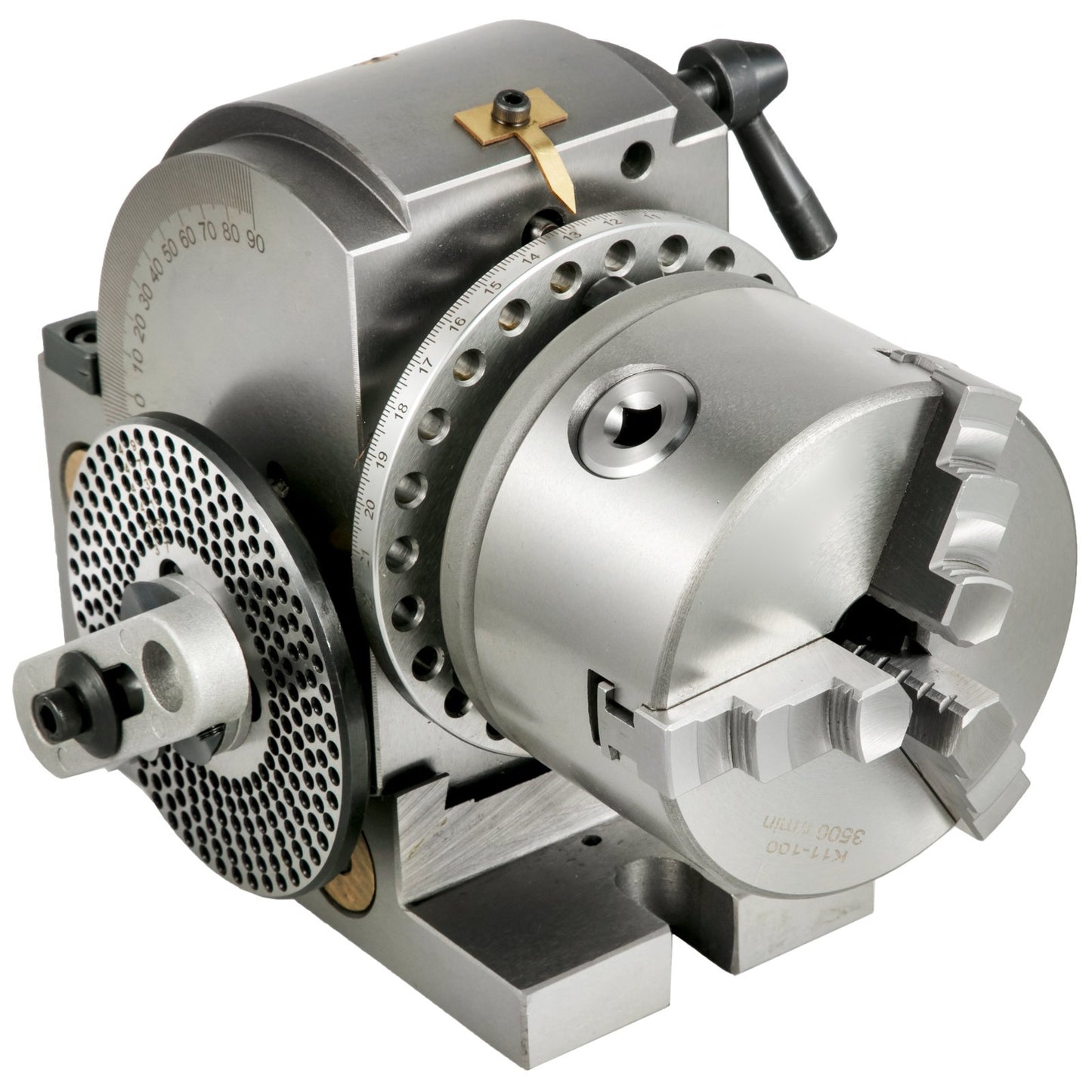 Deelkop Draaibank – Verdeelkop CNC – Indexeerkop Freesmachine – 3-Klauws Klauwplaat – 4 Inch Chuck – Verstelbare Hoek – HT200 Gietijzer Stabiel