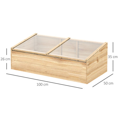 Kweekkas – Broeikas – Tuinkas – Kweekbak – Moestuinkas – Natuurlijke Grenenhouten Frame – Polycarbonaat Platen – Compact 100x50x35 cm – Sluitbaar Dak met Ventilatie