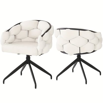 Draaibare Eetkamerstoel – Eetkamerstoel Set – Draaistoel – Stoel Beige – Bamboestoel – 360° Draaibaar – Ergonomische Rugleuning