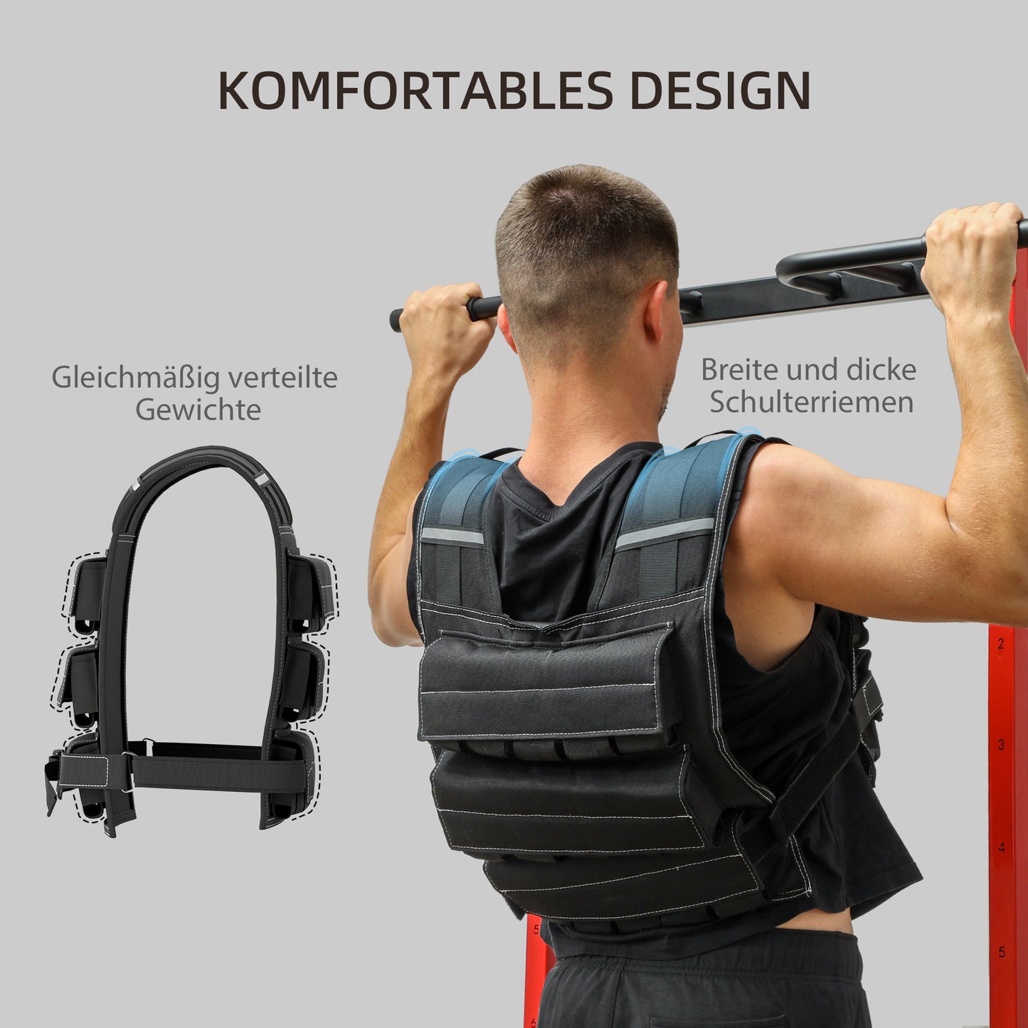 Gewichtsvest – Verzwaarde Vest – Weight Vest – Trainingsvest – Fitnessvest – Verstelbaar Tot 15 kg – Reflecterende Strips – Duurzaam Ijzer