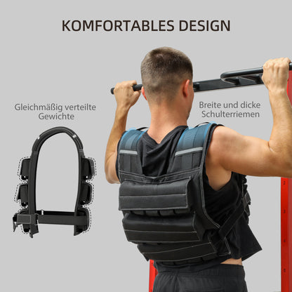 Gewichtsvest – Verzwaarde Vest – Weight Vest – Trainingsvest – Fitnessvest – Verstelbaar Tot 15 kg – Reflecterende Strips – Duurzaam Ijzer
