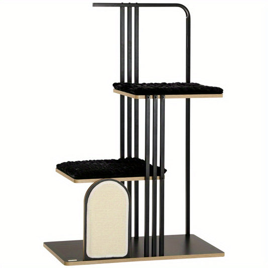 Krabpaal – Kattenkrabpaal – Kattenboom – Kattenmeubel – Kattenhuis – Industrieel Design – 128 cm Hoog – Stalen Constructie Met Sisal Krabvlak & Anti-Kantel Veiligheid – Zwart