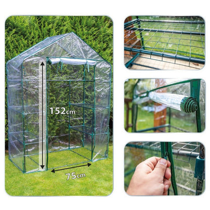 Greenhouse 143x73x195 cm, PVC Film, Metal Frame