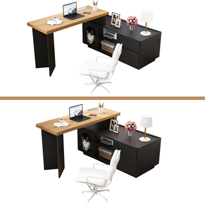 Hoekbureau – Bureau – L-vormig Bureau – Bureau Met Lade – Computerbureau – Zwart – XL Huisdierhuisje – Ruimtebesparend Ontwerp – Flexibele Montage