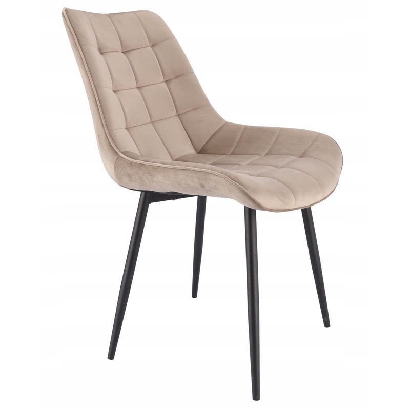 Beige Stoel – Fauteuil – Eetkamerstoel – Zitstoel – Lounge Stoel – Velvet Bekleding – Metalen Poot – Hoogte 83 cm – Draaggewicht 130 kg