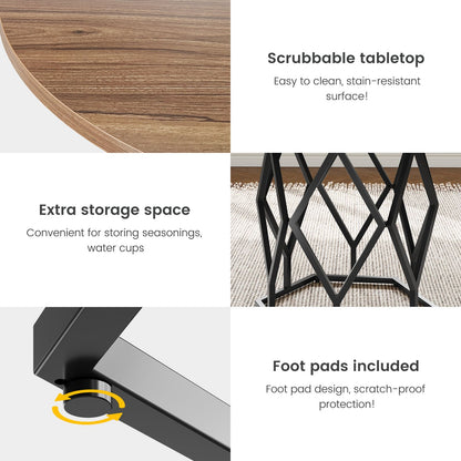 Ronde Eettafel – Ronde Tafel – Tafel Rond – Houten Eettafel – Houten Tafel – 120 cm Diameter – Massief Hardhout Metalen Onderstel – Geschikt Voor 4-6 Personen – Eenvoudige Montage – Stevig & Duurzaam Design