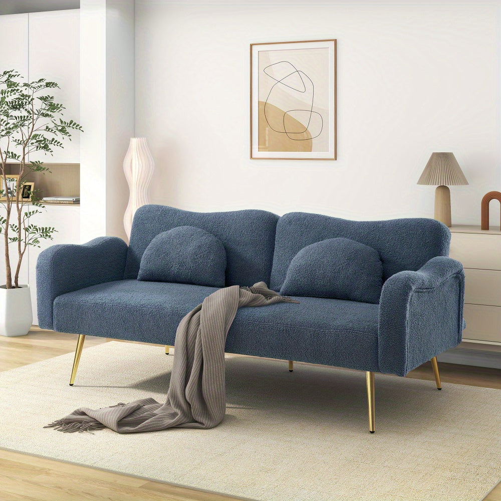 Slaapbank – Sofa Bed – Bedbank – Logeerbed – Zetelbed – 2-Persoons – Verstelbare Rugleuning – Met Gouden Metalen Poten