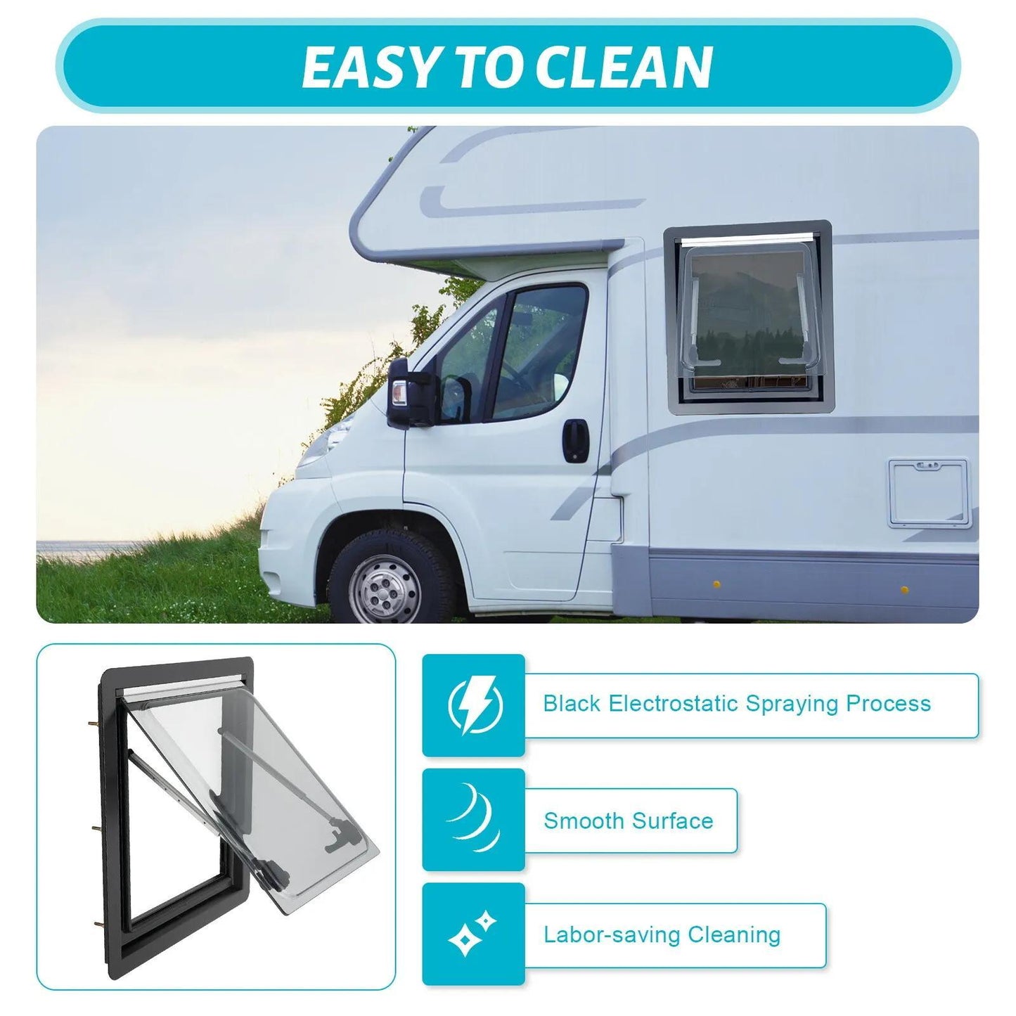 Goodslinesshop Caravan Camper Window - 70° Opening Angle, 450 x 500mm Side Window for Caravans & Motorhomes (High-Quality Shop Now!), Motorhome Part And Accessorie, Rv Accessorie Must Have, Rv Accessorie, Rv Part And Accesso