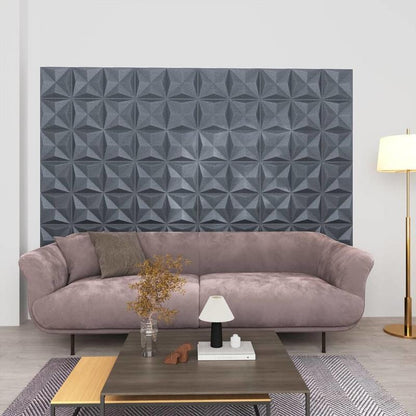 48 st Wandpanelen 3D origami 12 square meter 50x50cm grijs