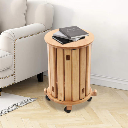 StapKrukken – Houten Kruk Set – Ronde Zitkrukken – Barkrukken – Bijzetkruk – Stapelbaar Ontwerp – Met Wieltjes en Remmen – Massief Rubberhout – Compact en Flexibel