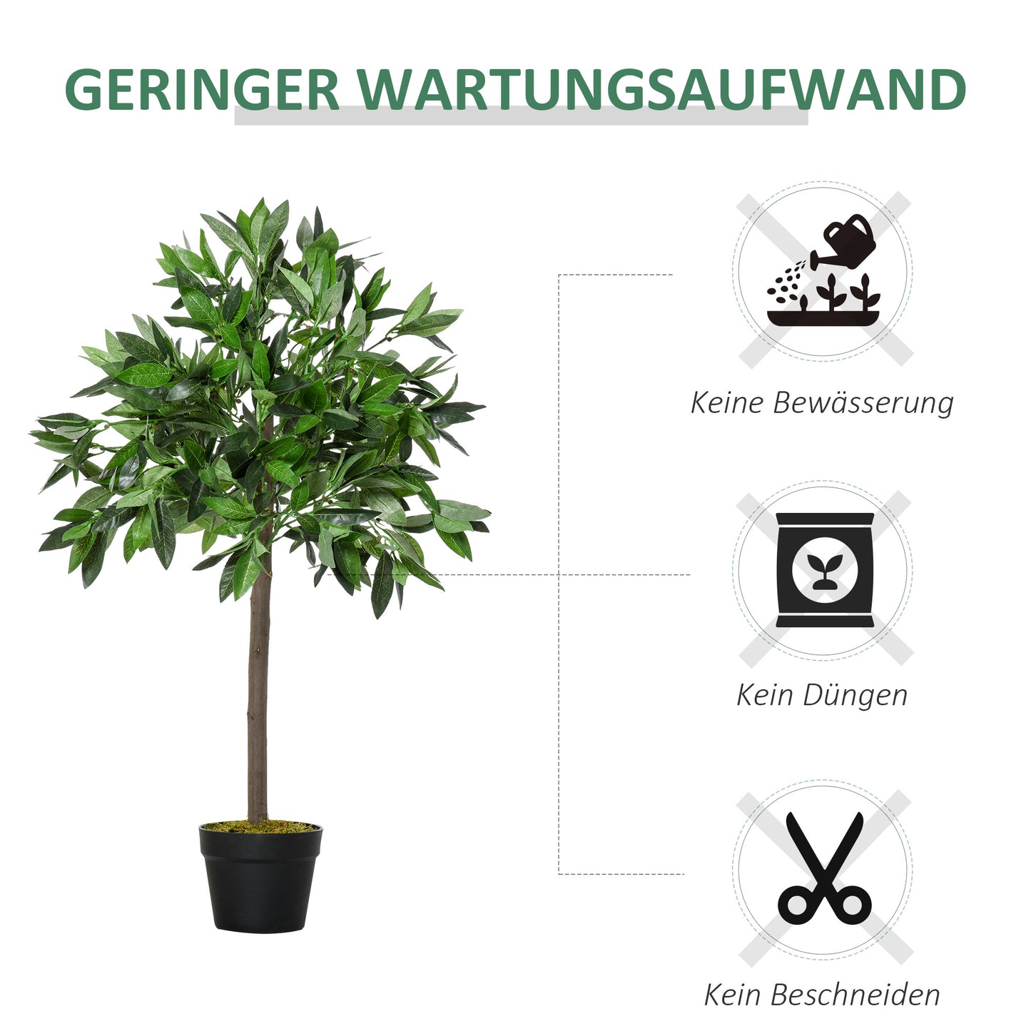Kunstboom – Kunstlaurier – Kunstplant – Kunstplanten – Kunstbomen – Set Van 2 – 90 cm Hoog – Cement Pot – Voor Binnen En Buiten – Onderhoudsvrij – Groen