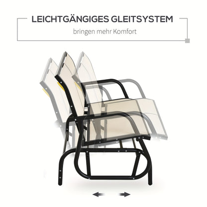 Loungebank – Loungestoel – 2-Zitsbank – Tuinbank – Bank – Metallisch Frame – Compact 120x70x85 cm – Zwart Champagne