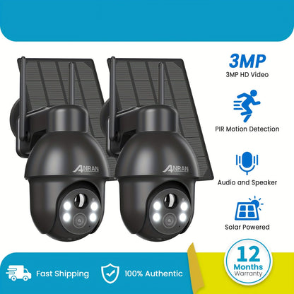 Beveiligingscamera – Solar Camera – Draadloze Camera – Outdoor Camera – IP Camera – 2 Stuks – 360° Pan & Tilt – Full-Color Nachtzicht
