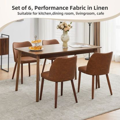Set of 2 Dining Chairs | Brown Hardwood Kitchen Chairs with Leveling Feet for Dining Room Living Room, Modern Style, Wipe Clean Care