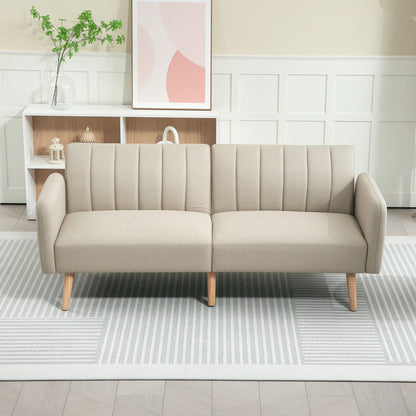 2-zits Bank – Loveseat – Zitbank – Tweezitsbank – Compacte Bank – Scandinavisch Design – Verstelbare Rugleuning 3 Standen – Ademend Linnen Stof Beige