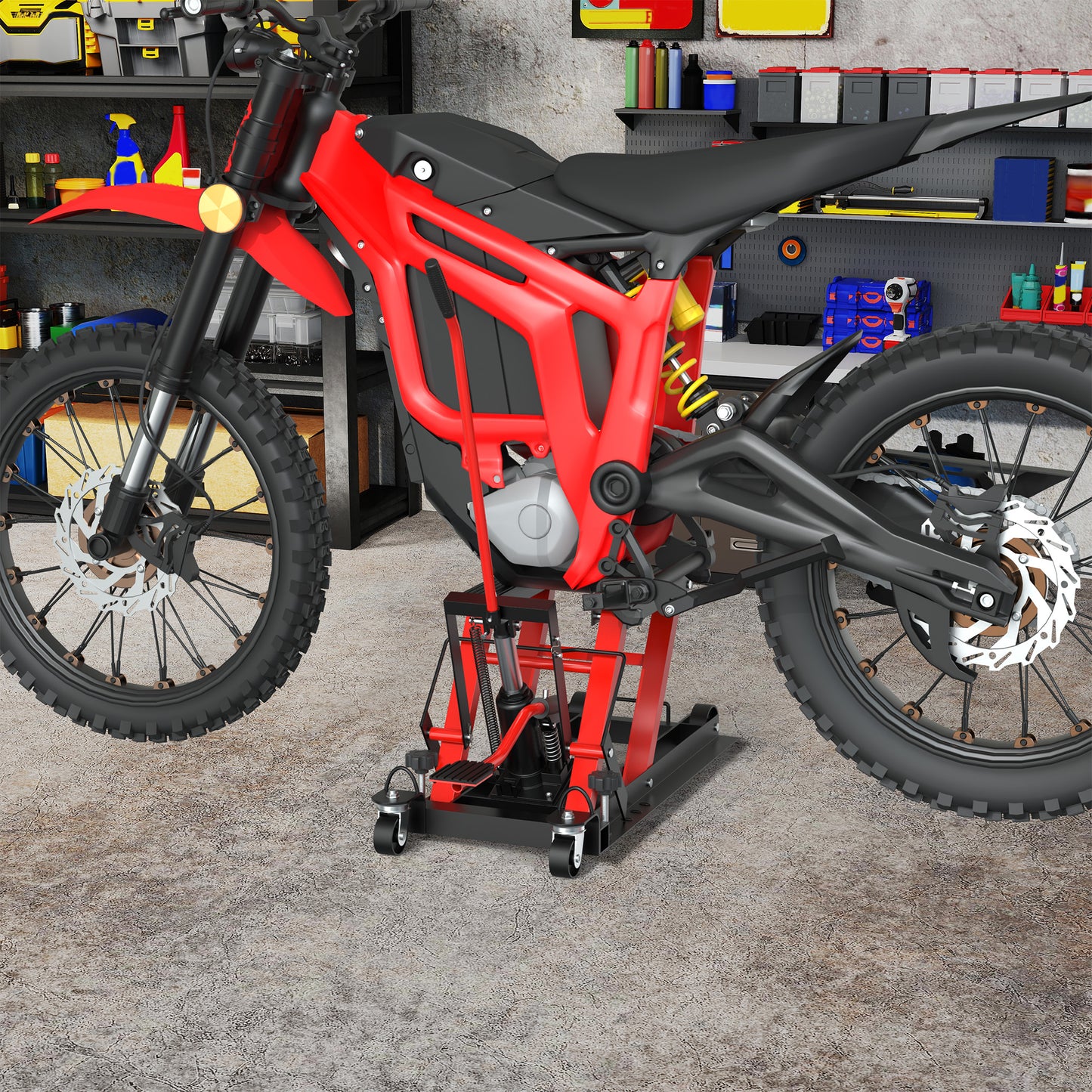 Motorfietsbrugwagen – Motorlift – Hydraulische Motorlift – Motorhefbrug – Motor Tilplatform – Draagvermogen 680 kg – Inklapbaar Ontwerp met Wieltjes