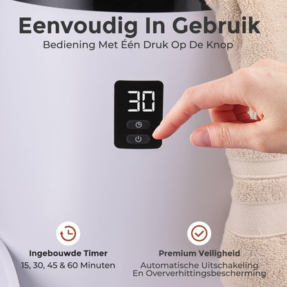 Handdoekwarmer – Elektrische Handdoekverwarmer – Handdoekdroger – Badkamerverwarmer – Handdoekverwarmer Compact – Timer Met Automatische Uitschakeling – Zwart