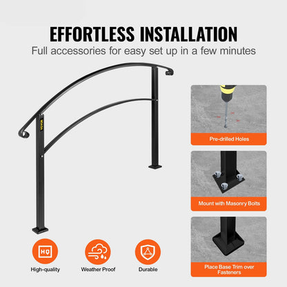 Trapleuning – Handrail – Balustrade – Traprail – Leuning – Smeedijzer – Verstelbaar tot 106 cm – Inclusief Bevestigingsset
