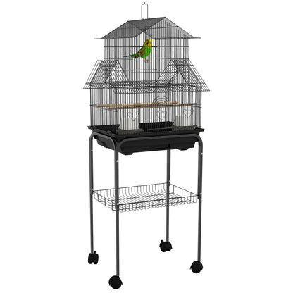 Vogelkooi – Vogelhuis – Parkietenkooi – Vogelkooi Binnen – Vogelkooi Met Standaard – Metaal – Ruim 50,5x41x121 cm – Uitneembare Bodemplaat & Draaghendel