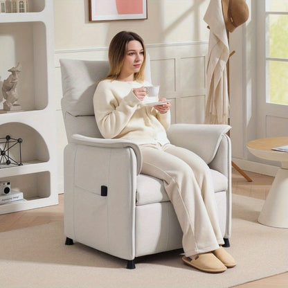 Loungestoel – Relaxstoel – Zitzak – Fauteuil – Relaxfauteuil – Crème Kunstfluweel – Verstelbare Ligstand – Memoryfunctie Met Geruisloze Bediening