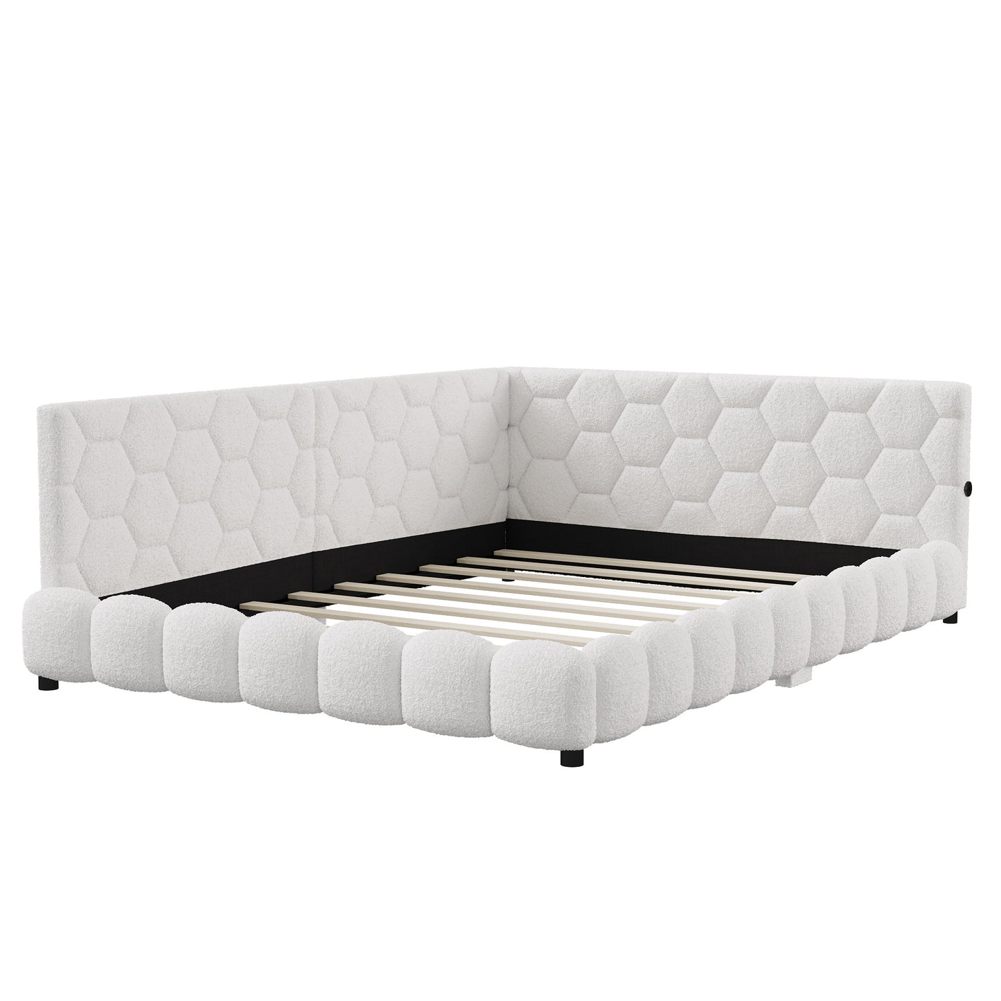 Woolen Sofa Bed – Dagbed – Slaapbank – Bedbank – Logeerbed – 140x200 cm – Wolstof Met Lattenbodem – Wit