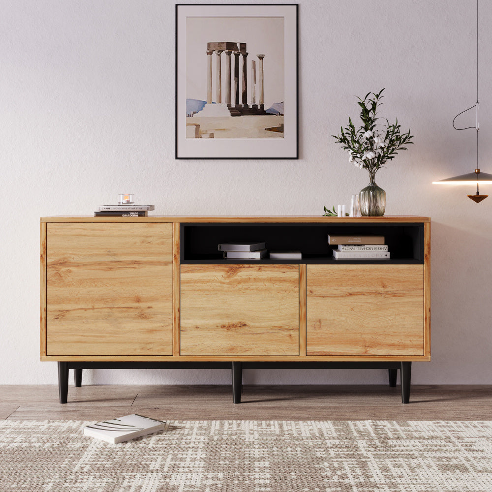 Dressoir – Ladekast – Opbergkast – Buffetkast – Kast – Modern Houten Design – 160x35x76 cm – Ruimtebesparend & Stevig