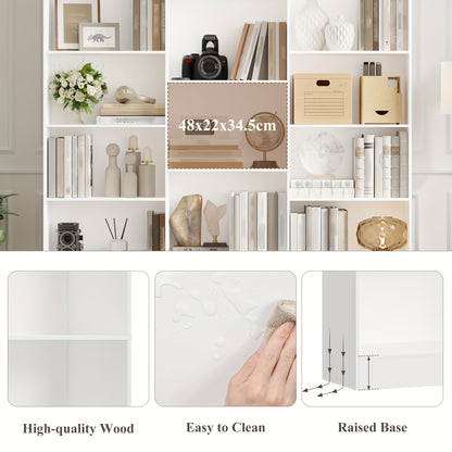 Boekenkast – Boekplank – Opbergkast – Displayrek – Licht Eiken – Hoogte 188 cm – Sterk Spaanplaat