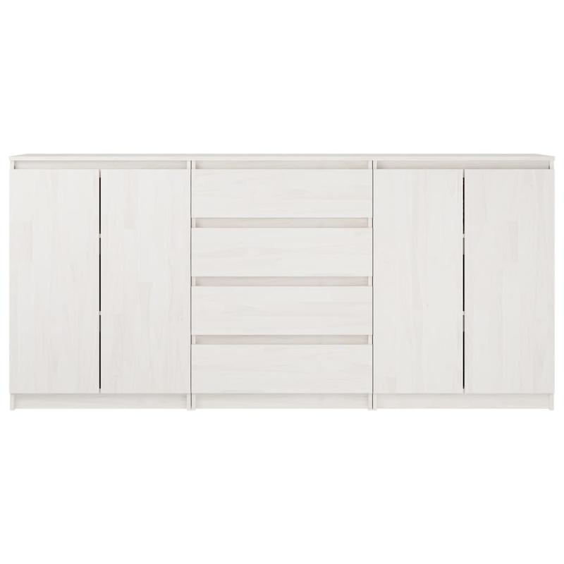 Set van 3 Witte Side Cabinets – Opbergkastjes – Display Cabinets – Kastjes – Multi-Pack Kastjes – Massief Grenenhout – Ruimtebesparend Ontwerp – Modern Strak Design
