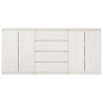 Set van 3 Witte Side Cabinets – Opbergkastjes – Display Cabinets – Kastjes – Multi-Pack Kastjes – Massief Grenenhout – Ruimtebesparend Ontwerp – Modern Strak Design