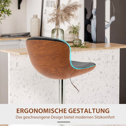 Barstoel – Barkruk – Barstoelkruk – Bistrostoel – Keukenkruk – Verstelbare Zithoogte 85-106 cm – Draaibare Zitting – Zwart Kunstleer Met Metaal