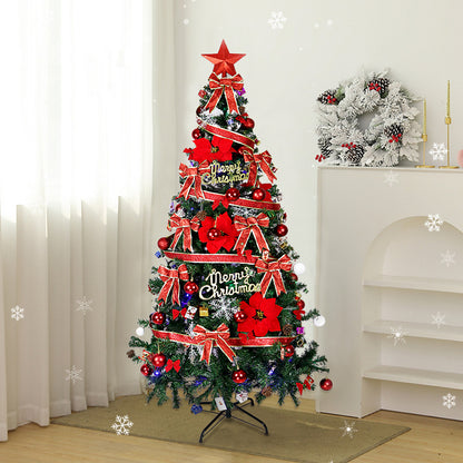 Kunstkerstboom – Nepkerstboom – Feestboom – Kerstversiering – 180 cm Hoog – Volledig Versierd Met Linten – Onderhoudsvrij – Zonder Stroom