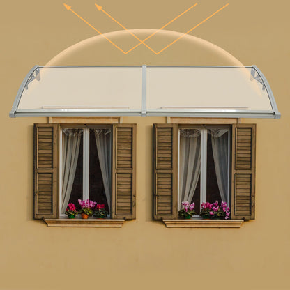 Transparante Boogvormige Overkapping – Luifel – Dakoverkapping – Terrasoverkapping – Balkonbescherming – Aluminium Frame – 200 x 60 cm – Afwateringskanaal